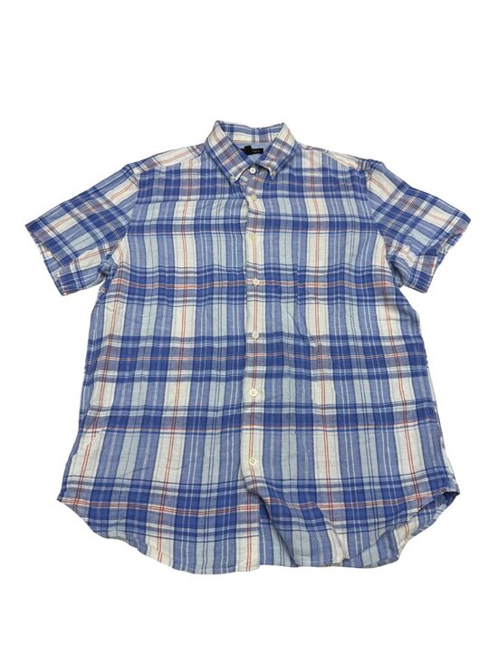 Banana Republic Other - Banana Republic Men's Plaid Button-Up SS Shirt Multicolor Linen Blend, Size L